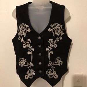 Guess jeans black vintage embroidered vest